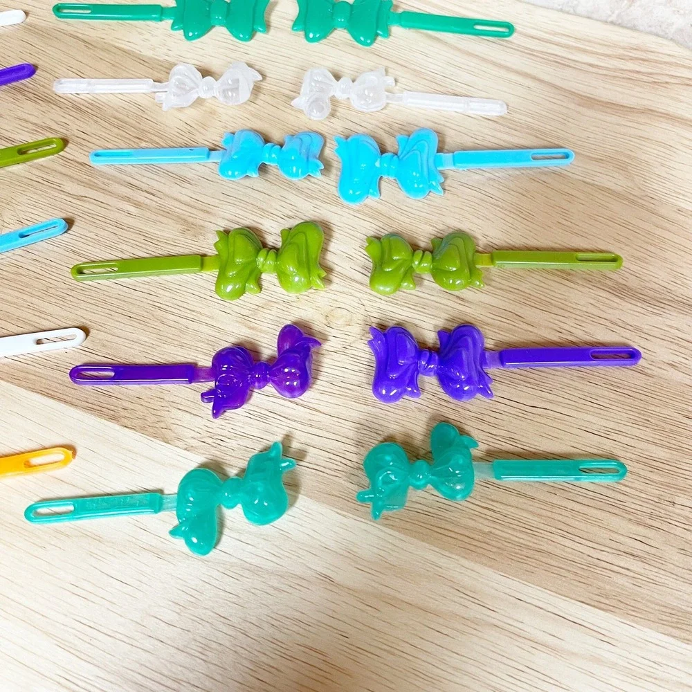 Vintage 80s 90s  Multi-Color Bow Barrettes Plastic Snap Tight Girls Goody Cutie